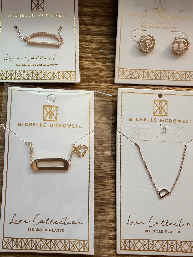 18k Gold Plated Initial Jewelry Collection - Letter D